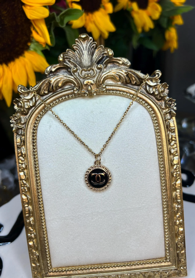 The Coco Necklace – Chanel Button Pendant in White, Black or Pink