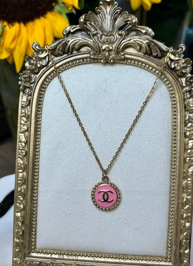 The Coco Necklace – Chanel Button Pendant in White, Black or Pink