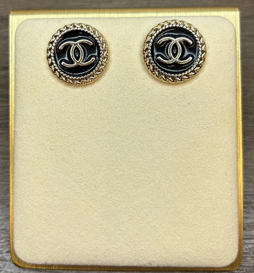 The Coco Earrings- Upcycled Chanel Button Earrings