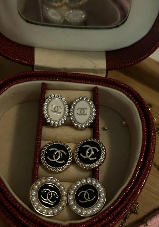 The Coco Earrings- Upcycled Chanel Button Earrings
