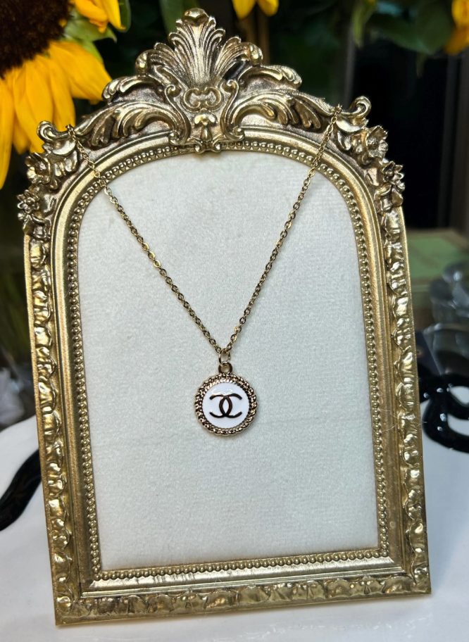 The Coco Necklace – Chanel Button Pendant in White, Black or Pink